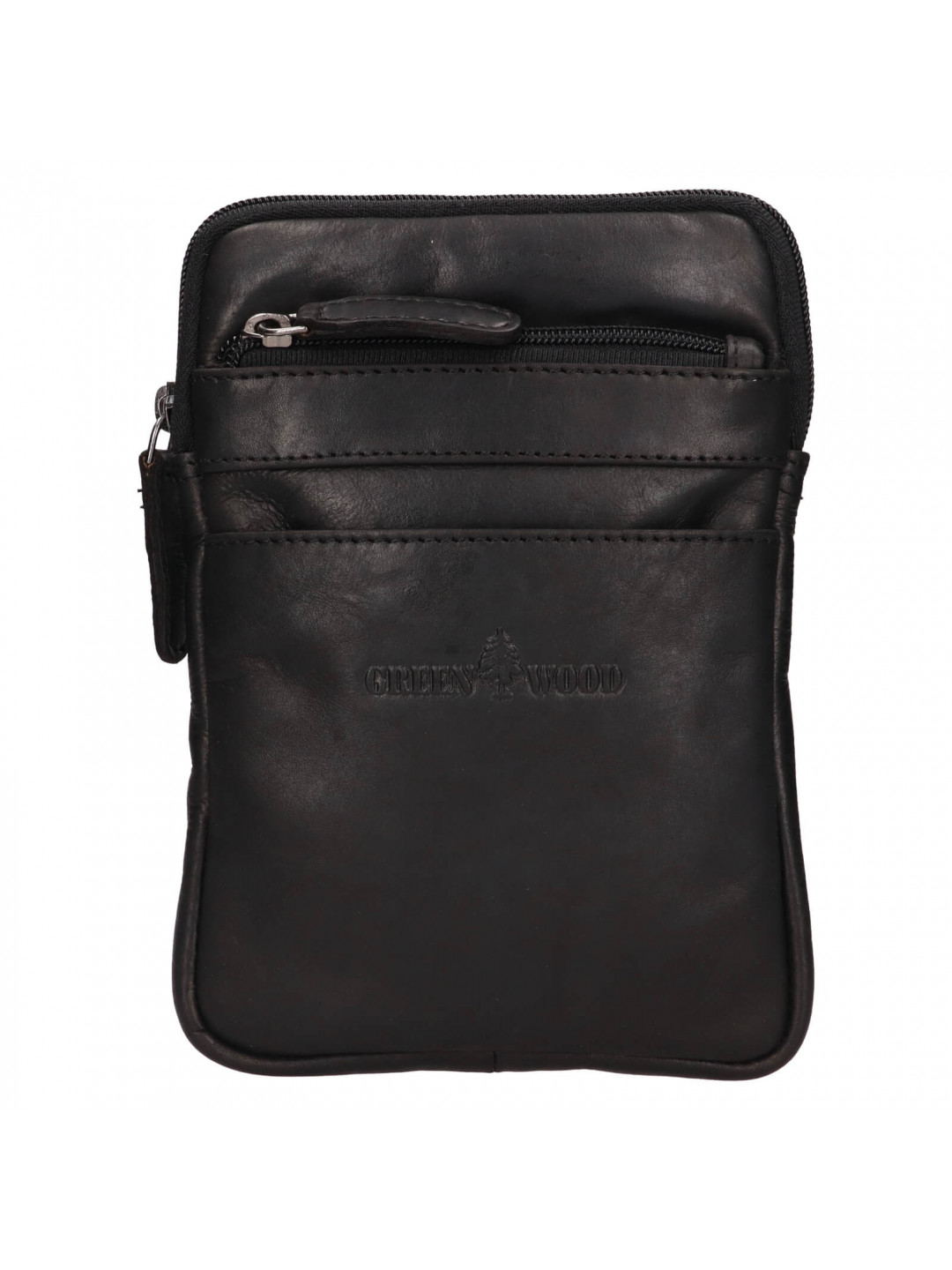 Kožená taška na mobil a doklady Greenwood Monaco – černá